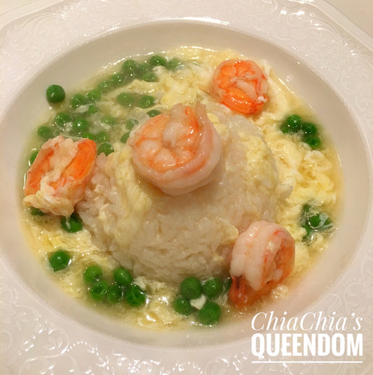 Shrimp and Egg Drop Gravy Over Rice